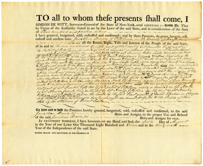 Deed for land in Pittstown, N.Y., 1811