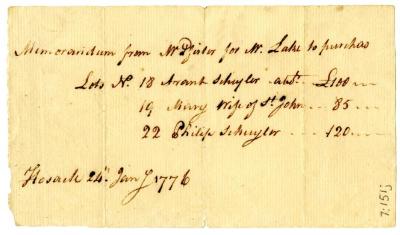 Record of a land transaction, 1776