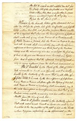 Copy of a legislative act, 1785