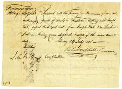 Receipt for land purchased in Pittstown