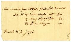 Record of a land transaction, 1776