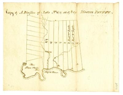 Map of five lots of the Hosick Patent, circa 1780