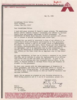 Letter from Eric Arroyo, Executive Director of APRED to Robles