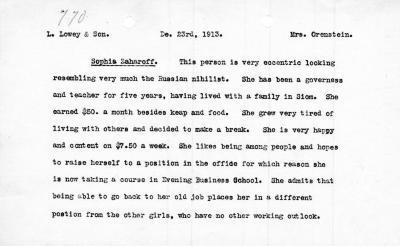 Sophia Zaharoff Interview