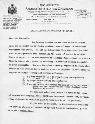 Inquiry Regarding Standards of Living