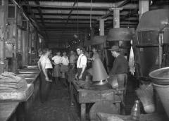 Hat factory: forming room where hats are first formed