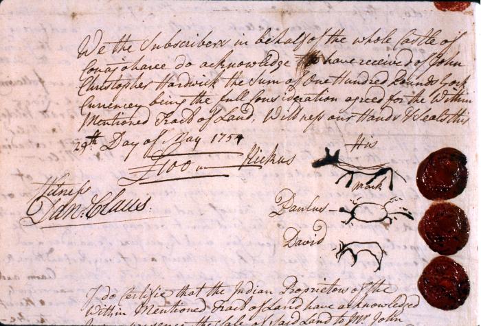 Native American - Portion of Indian Deed dated May 29, 1757