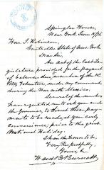 Letter to the New York State Comptroller from Colonel Ward B. Burnett