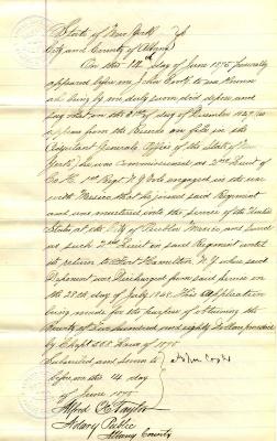 Affidavit from the City and County of Albany for John Cook