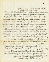Letter to N.K. Hopkins on behalf of Joseph Franklin