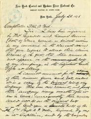 Letter to the New York State comptroller from Addison Farnsworth