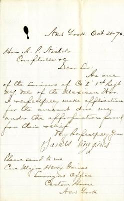 Letter to New York State Comptroller A.P. Nichols from James Higgins