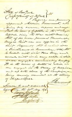 Affidavit from City and County of N.Y. signed by Addison Farnsworth