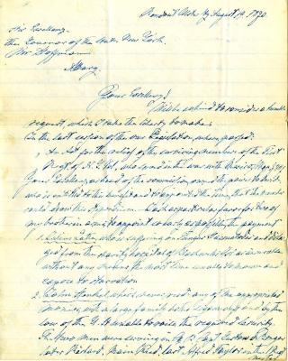 Letter to New York State Governor John Hoffman from William Gravenitz