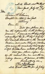 Letter to New York State Comptroller Lucius Robinson from Capt. Charles Innes