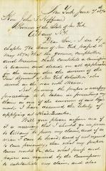 Letter to New York State Governor John Hoffman from John Marshall