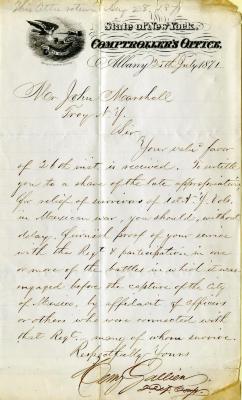 Letter from Henry Gallien to John Marshall