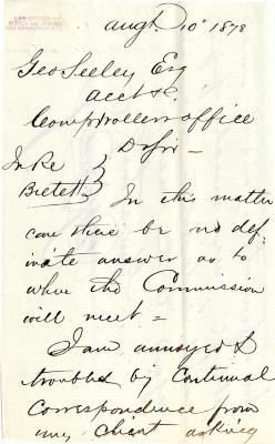 Letter to George Seeley for Augustus Bretett