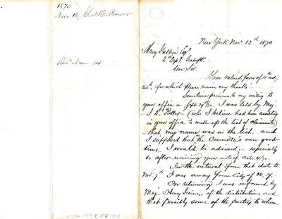 Letter to New York State Comptroller Henry Gallien from Charles M. Brower