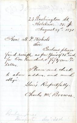 Letter to A.P. Nichols from Charles M. Brower