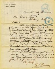 Letter to the New York Secretary of State from G.S. Paine