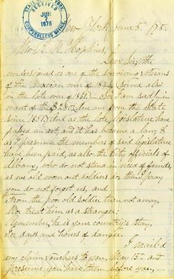 Letter to New York State Comptroller N.K. Hopkins from Jason D.L. Polhemus