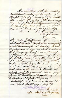 Certification of service in the New York State Volunteers for Mayne Reid