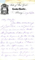 Letter from Governor of New York John Hoffman for Mayne Reid