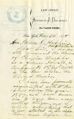 Letter to New York State Comptroller Nelson K. Hopkins for Charles Murphy