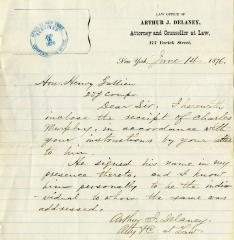 Letter to New York State Deputy Comptroller Henry Gallien for Charles Murphy