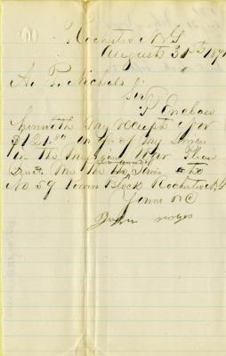 Letter to New York State Comptroller A.P. Nichols from John Noyes
