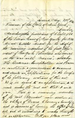 Letter to the New York State Treasurer for John Morton