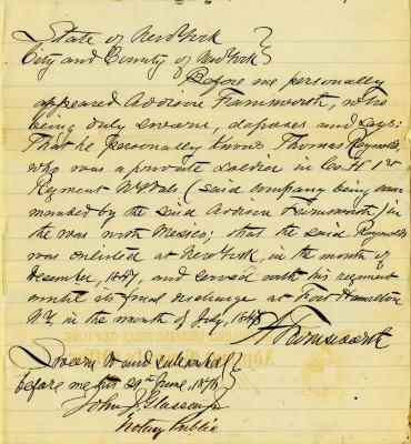 Affidavit to the New York State Comptroller for Thomas Reynolds