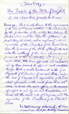 Copy of military papers for veteran Mayne Reid
