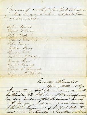 List of non-certified Mexican War veterans signed by A.P. Nichols