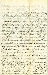 Letter to the New York State Treasurer for John Morton