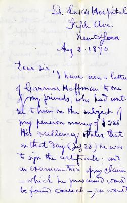 Letter to the New York State Comptroller from Mayne Reid