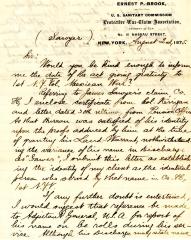 Letter to New York State Comptroller N.K. Hopkins for James Sawyer