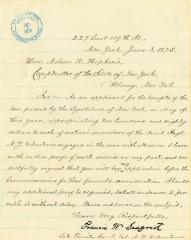 Letter to New York State Comptroller Nelson K. Hopkins from Francis W. Seagrist