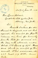 Letter to New York State Comptroller Lucius Robinson for Francis W. Seagrist