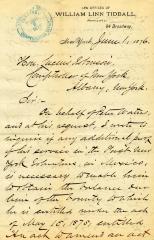 Letter to New York State Comptroller Lucius Robinson on behalf of Peter Waters