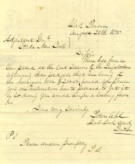 Letter to the Adjutant General of New York State from Peter Uhl