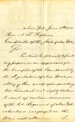 Letter to New York State Comptroller N.K. Hopkins from Peter Waters