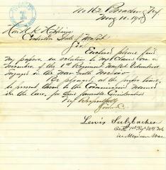 Letter to New York State N.K. Hopkins from Louis Sulzbacher