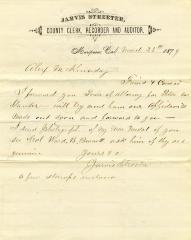 Letter to A.M. Kenaday from Jarvis Streeter