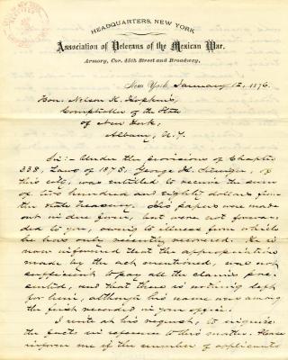 Letter to New York State Comptroller Nelson K. Hopkins from George F. Stringer