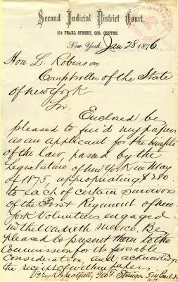 Letter to New York State Comptroller L. Robinson from George F. Stringer