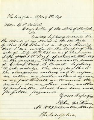 Letter to New York State Comptroller A.P. Nichols from John McKeown