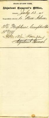 Referral slip to New York State Comptroller N.K. Hopkins