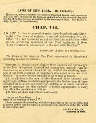 Copies of New York laws pertaining to Mexican War veterans